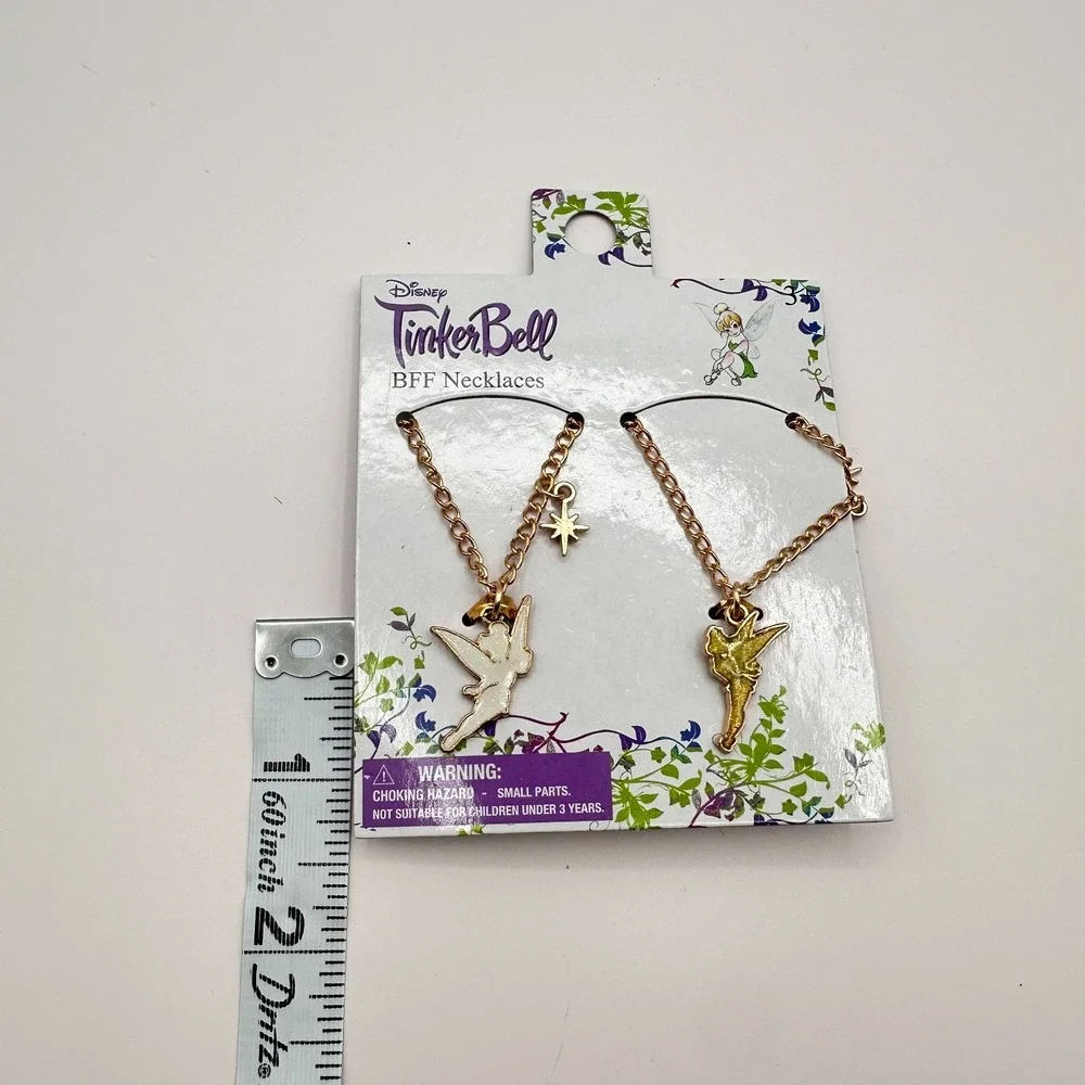 Vintage 80s Disney Tinker Bell BFF Best Forever Fairy Pendant Necklaces Jewelry